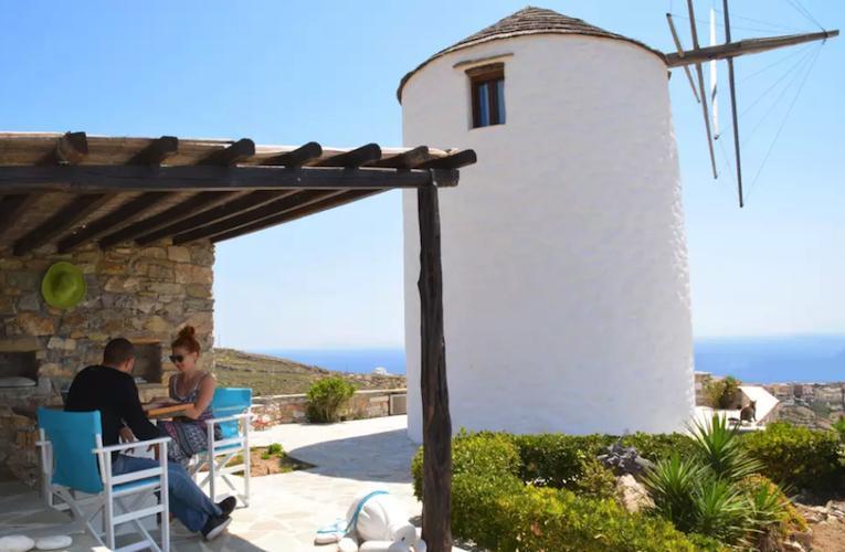 greek island windmill airbnb