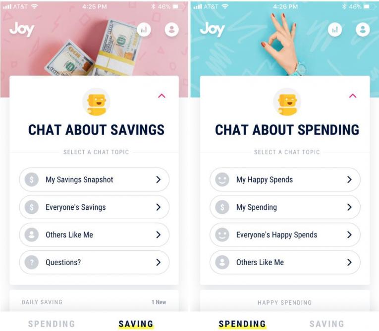 joy app saving and spending